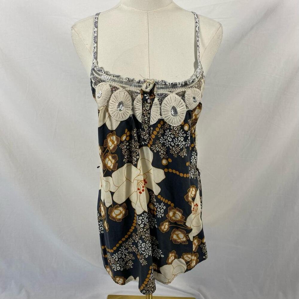 Belle du Jour blue floral cami top size medium‎ y2k boho fairy